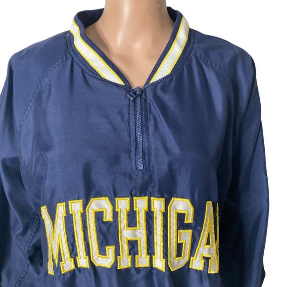 Vintage Michigan State Pullover Windbreaker Mens XL Spell Out Blue Yellow NCAA - Picture 3 of 10